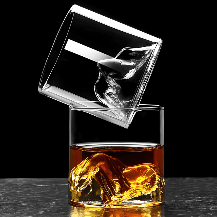 Japonský krištáľový whisky pohár Mount Fuji