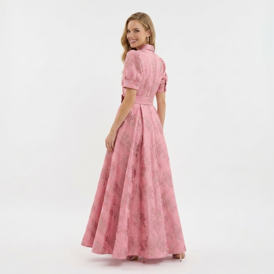 Eliza - Fuchsia šaty s krátkymi rukávmi