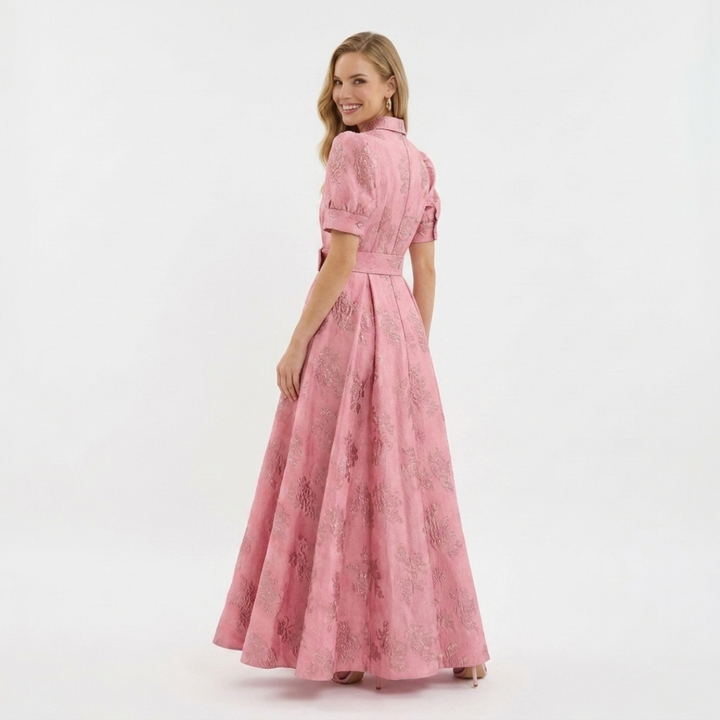 Eliza - Fuchsia šaty s krátkymi rukávmi