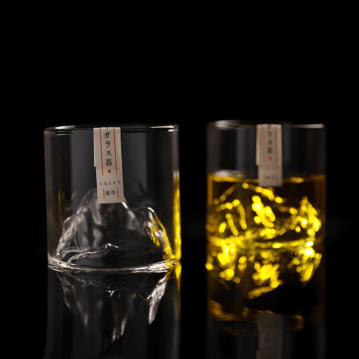 Japonský krištáľový whisky pohár Mount Fuji