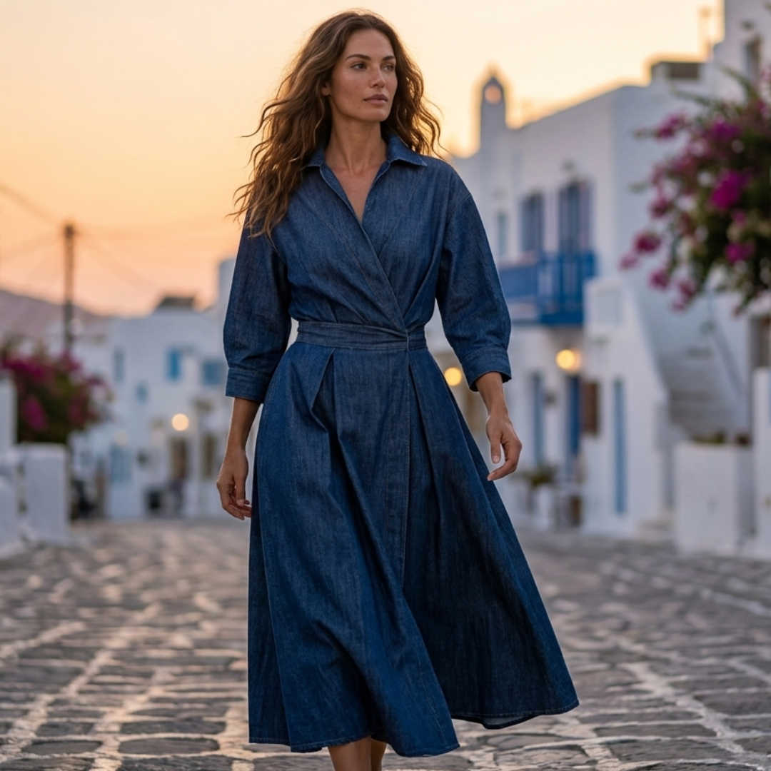 Lana - Elegantná bavlnená šaty s golierom
