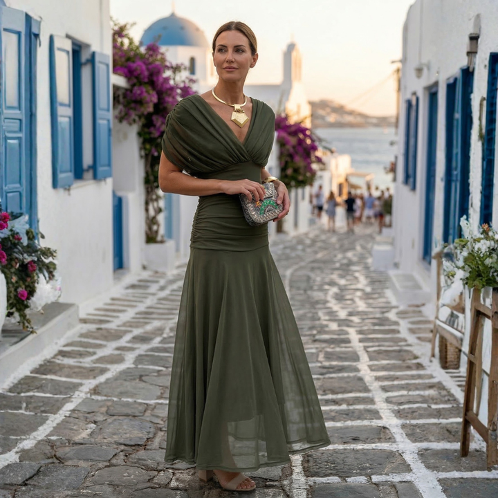 Xenia - Dlhá elegantná šaty s V výstrihom