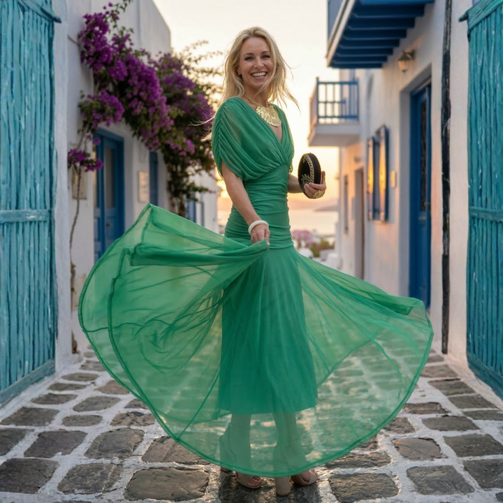 Xenia - Dlhá elegantná šaty s V výstrihom
