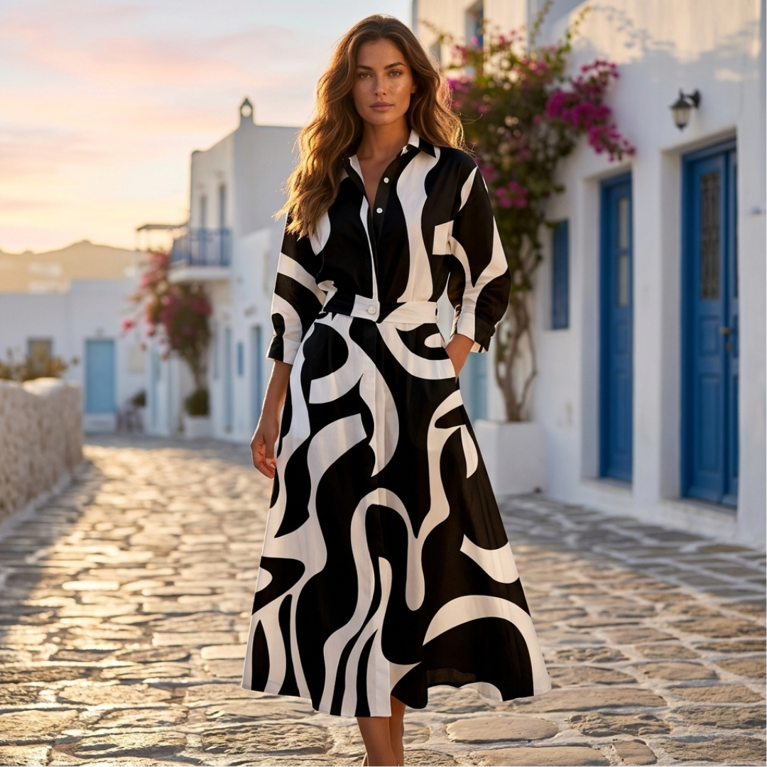 Lana - Elegantná bavlnená šaty s golierom