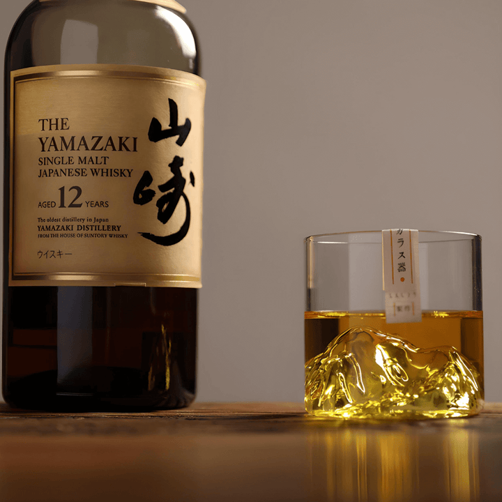 Japonský krištáľový whisky pohár Mount Fuji