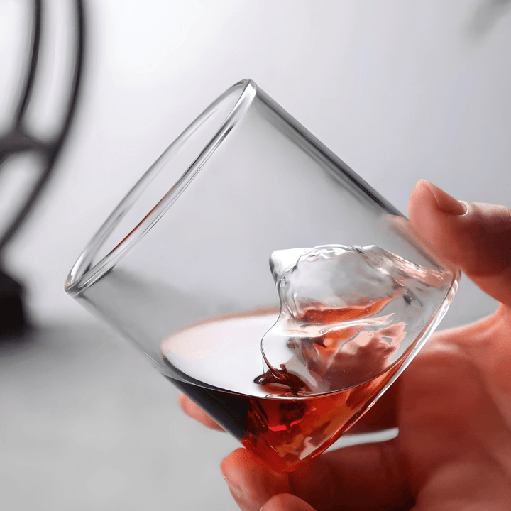 Japonský krištáľový whisky pohár Mount Fuji