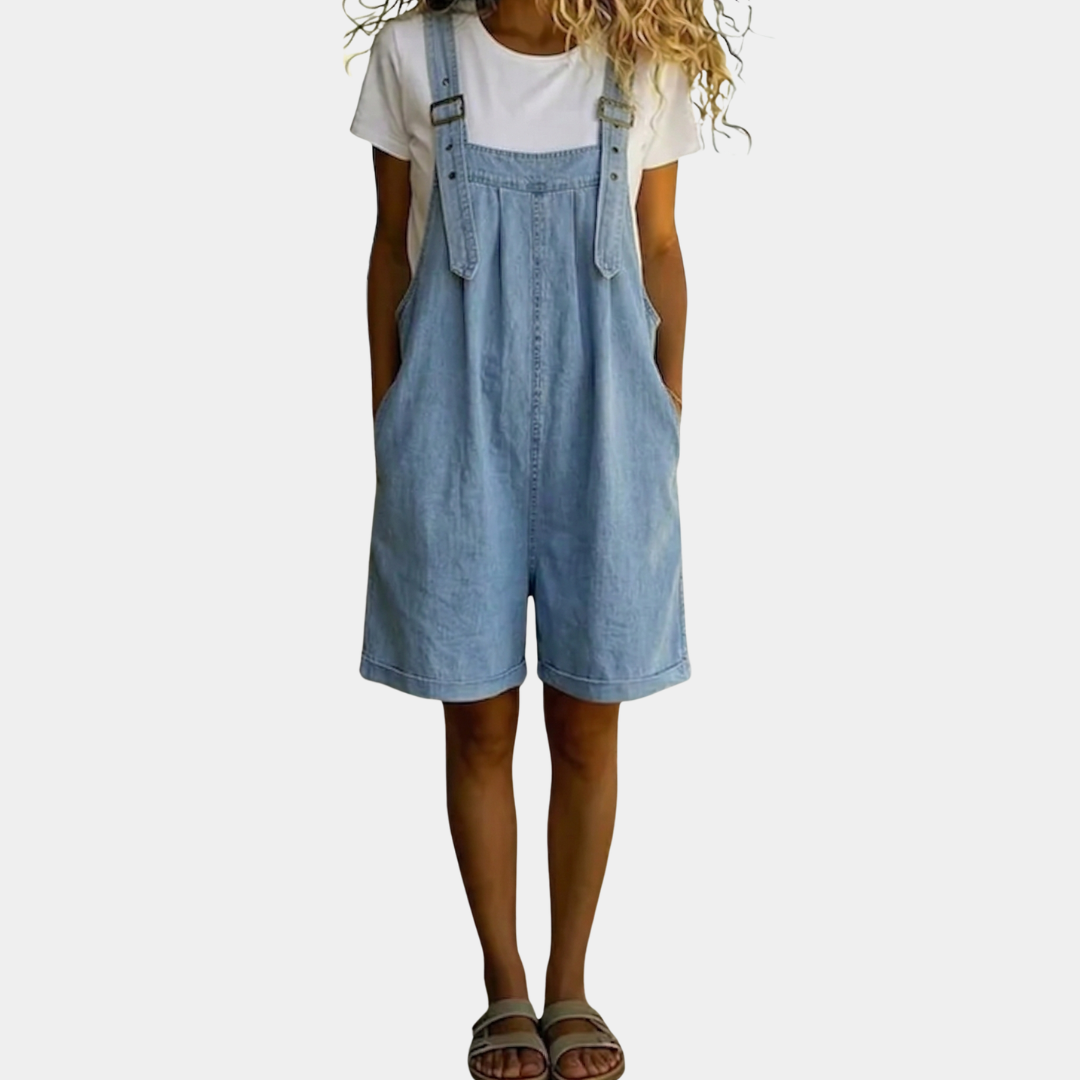 Clara™ | Krátky overal z svetlomodrého denimu