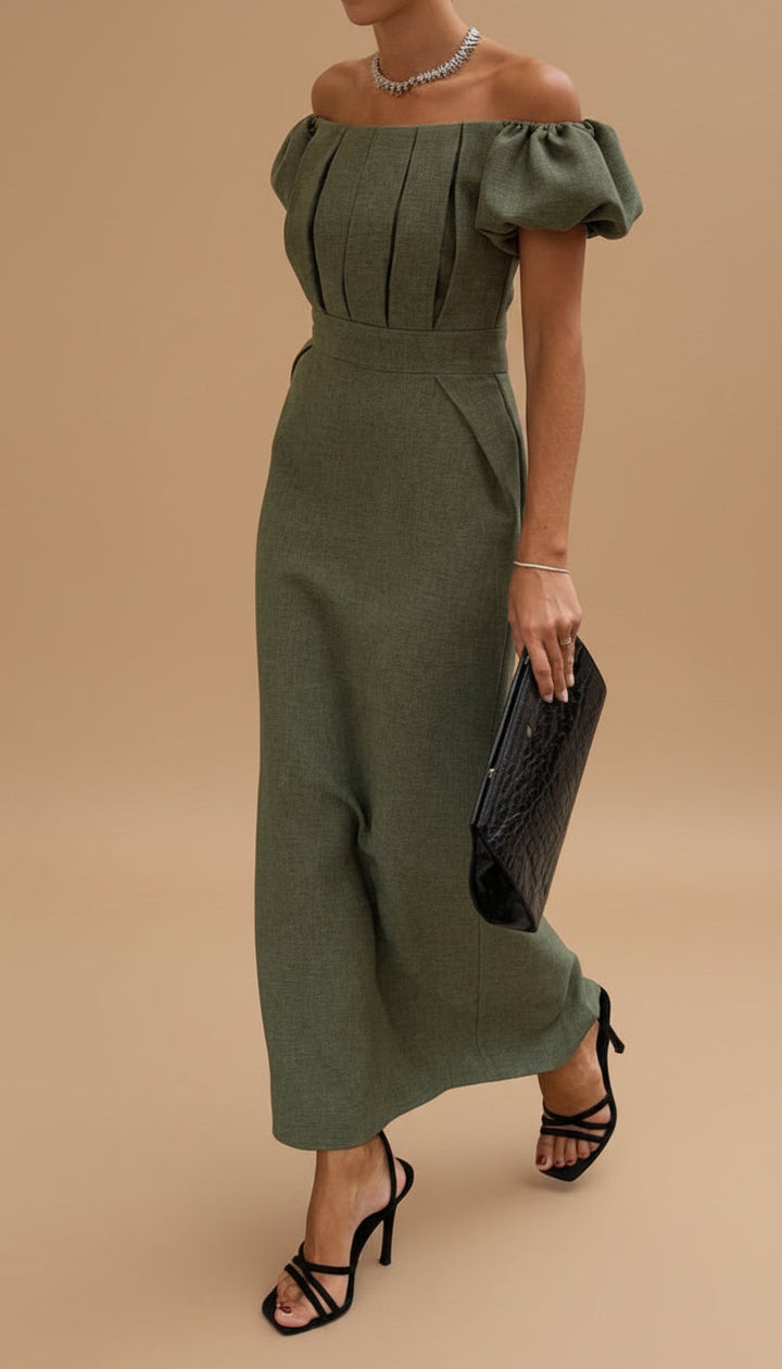 JASMINE | Elegantná midi šaty s zvýrazneným pásom a nadčasovým večerným štýlom