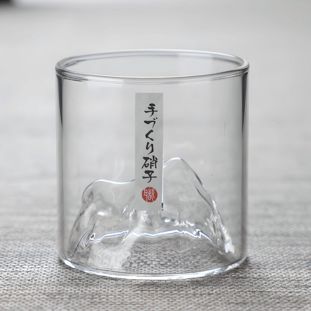 Japonský krištáľový whisky pohár Mount Fuji