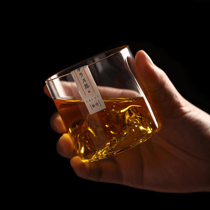 Japonský krištáľový whisky pohár Mount Fuji