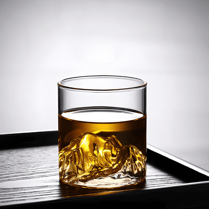 Japonský krištáľový whisky pohár Mount Fuji