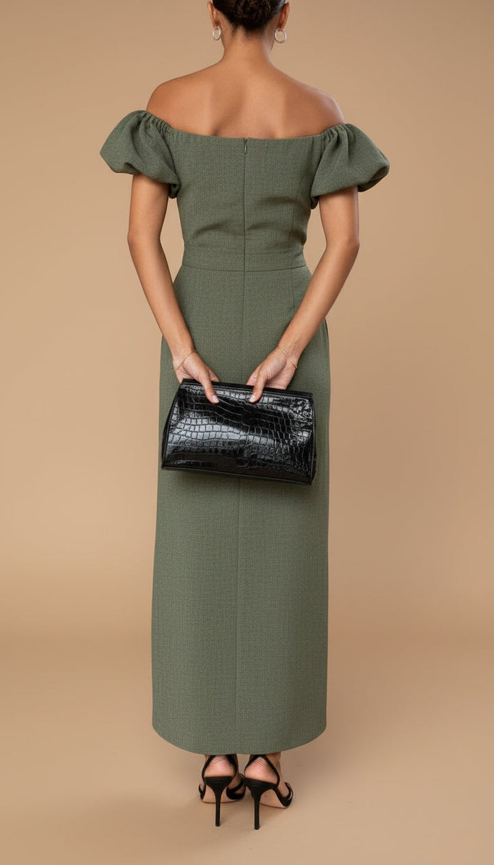 JASMINE | Elegantná midi šaty s zvýrazneným pásom a nadčasovým večerným štýlom