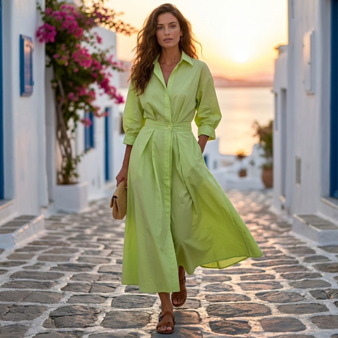 Lana - Elegantná bavlnená šaty s golierom