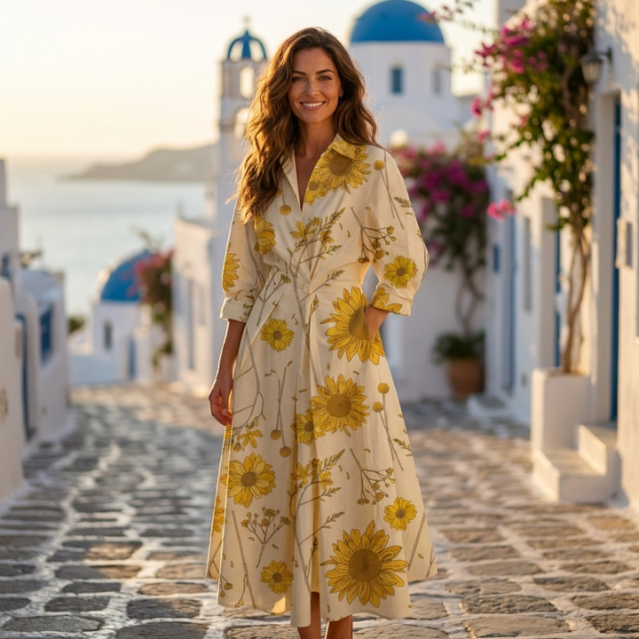 Lana - Elegantná bavlnená šaty s golierom