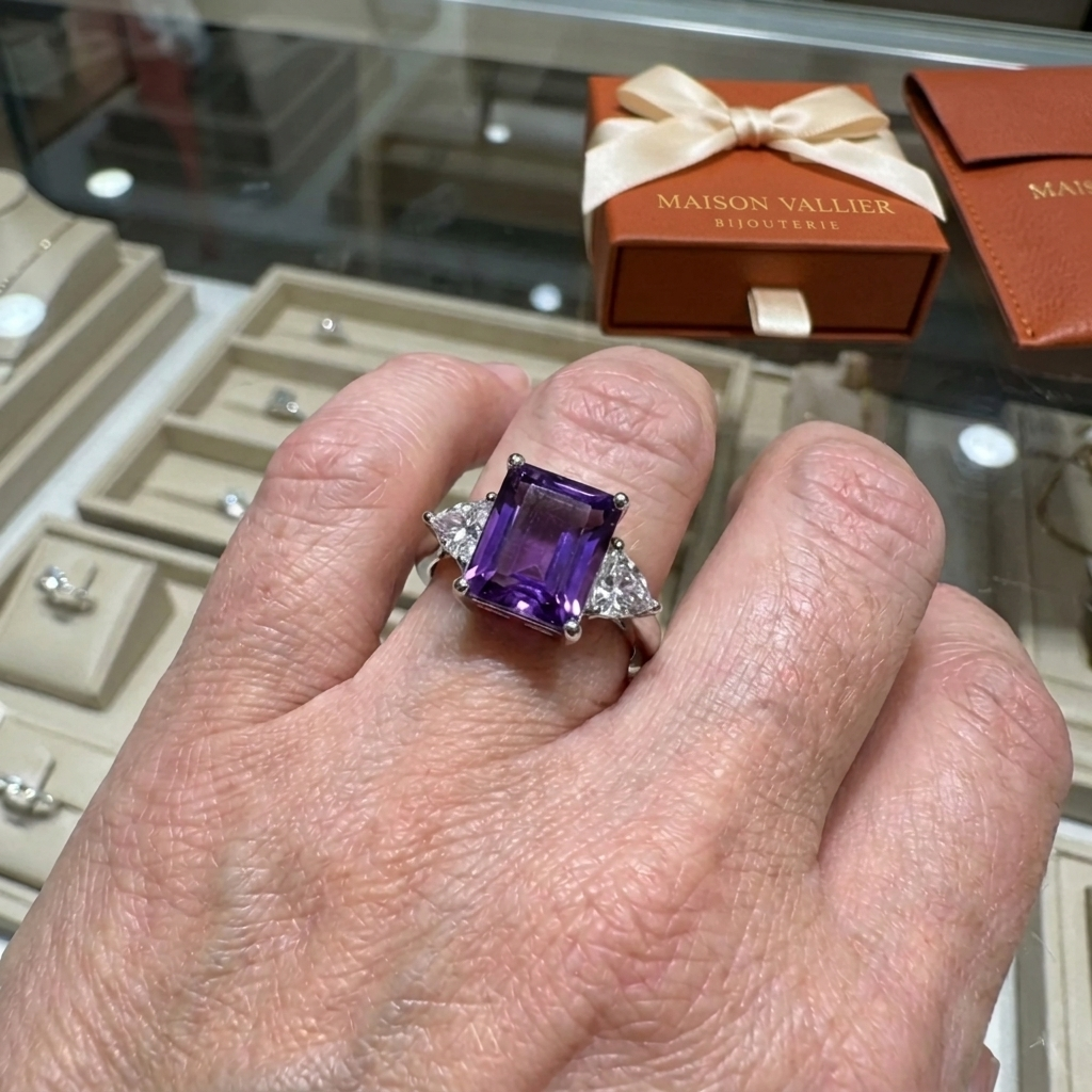 Bague améthyste trinity | Or blanc