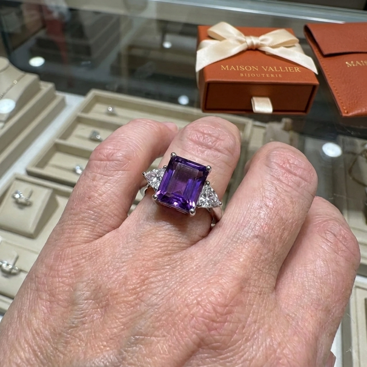 Bague améthyste trinity | Or blanc
