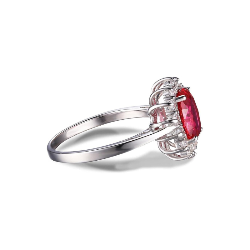 Bague auréole rubis classique | Or blanc