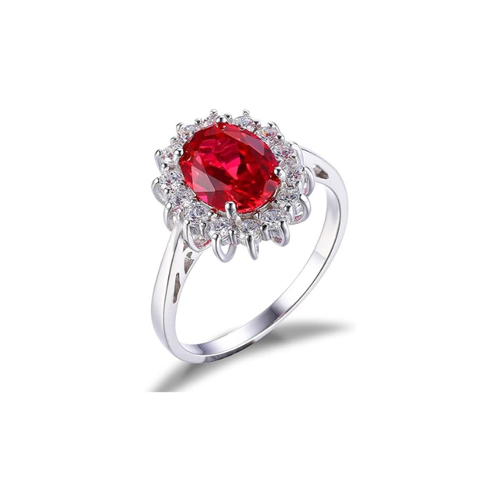 Bague auréole rubis classique | Or blanc