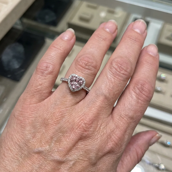 Bague coeur Baiser rosé | Or blanc