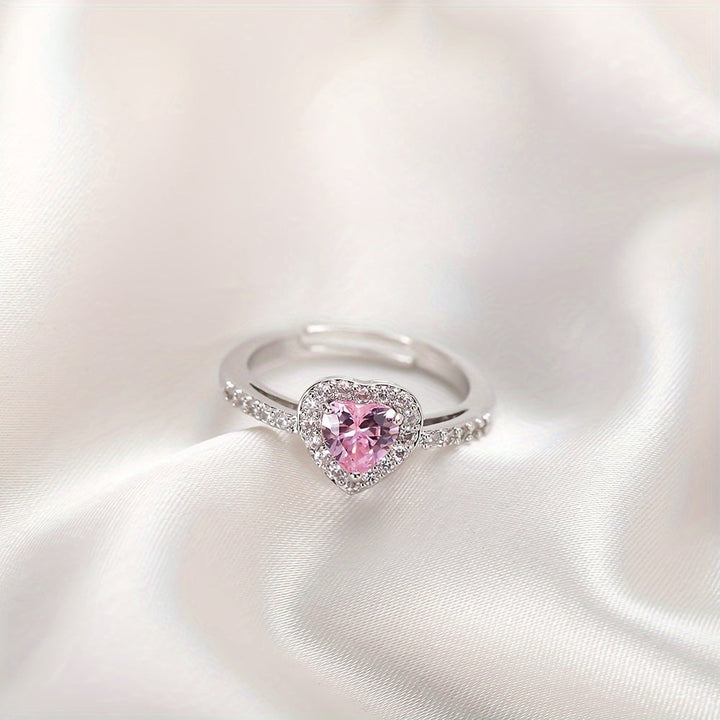 Bague coeur Baiser rosé | Or blanc