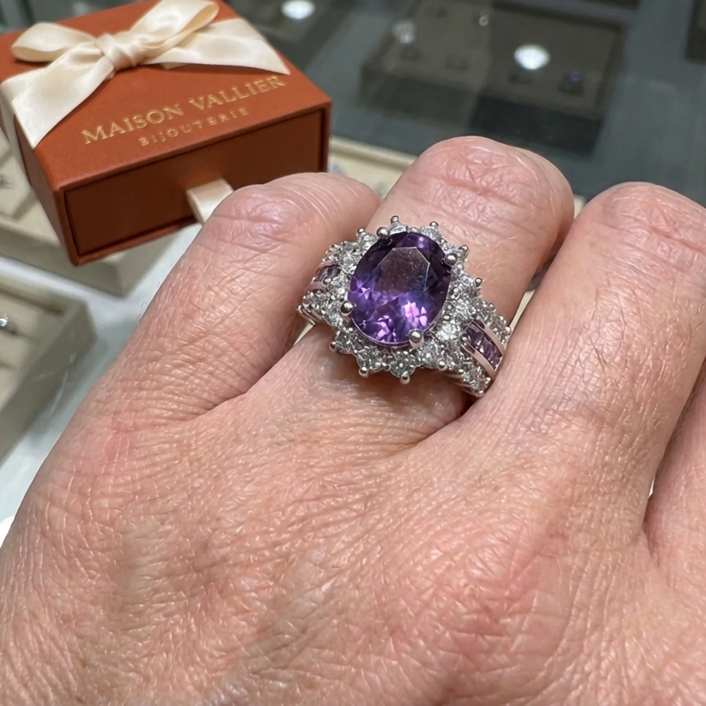 Bague couronne améthyste Crépusculaire | Or blanc