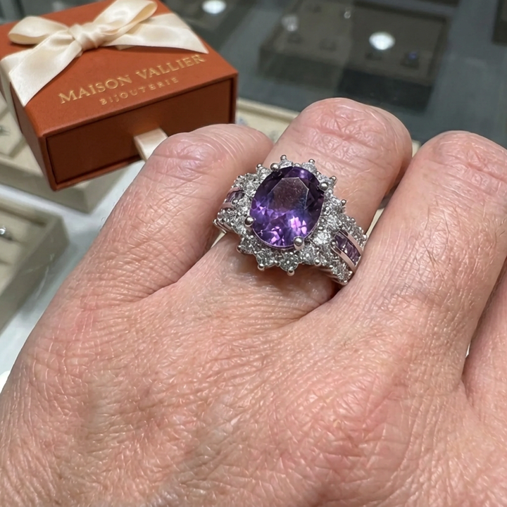 Bague couronne améthyste Crépusculaire | Or blanc