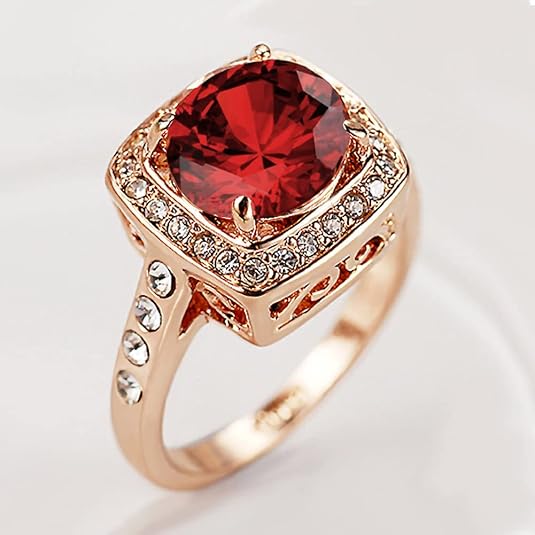 Bague Énonciation rubis auréole | Or rose