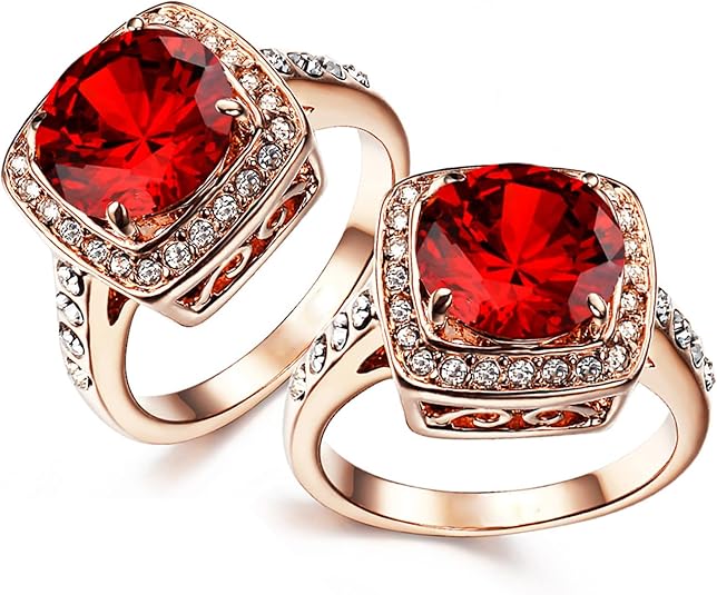 Bague Énonciation rubis auréole | Or rose