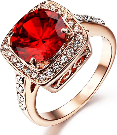 Bague Énonciation rubis auréole | Or rose