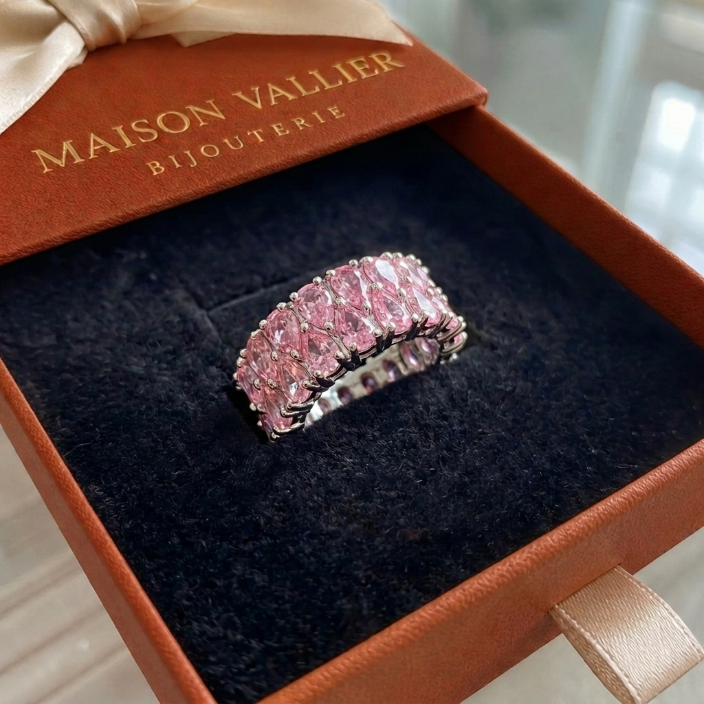 Bague éternité cascade de rosé | Or blanc