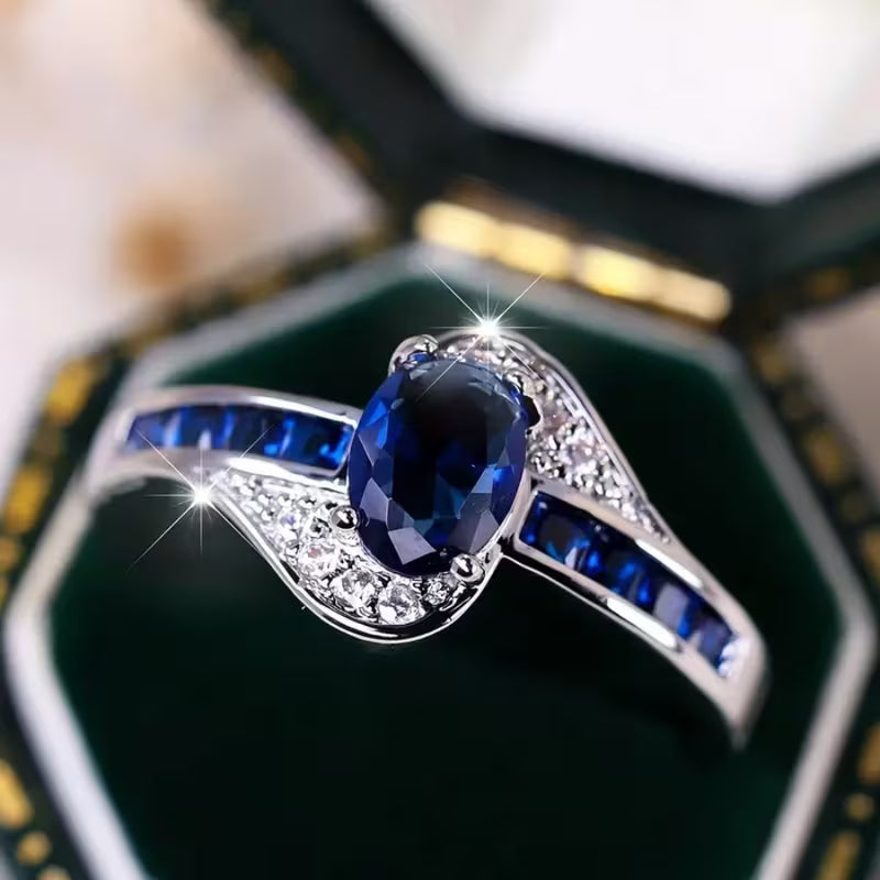 Bague flow en saphir | Or blanc