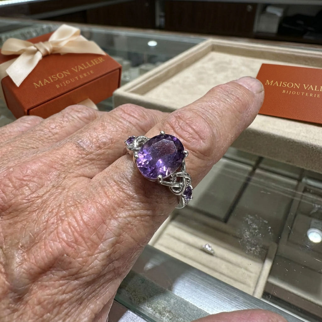 Bague nœud en améthyste | Or blanc