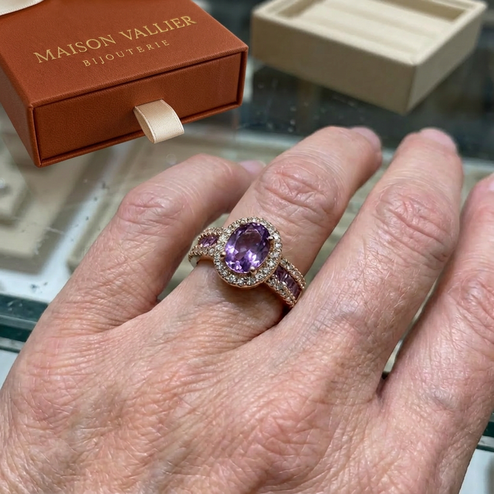 Bague Odélia violet Lumina | Or rose