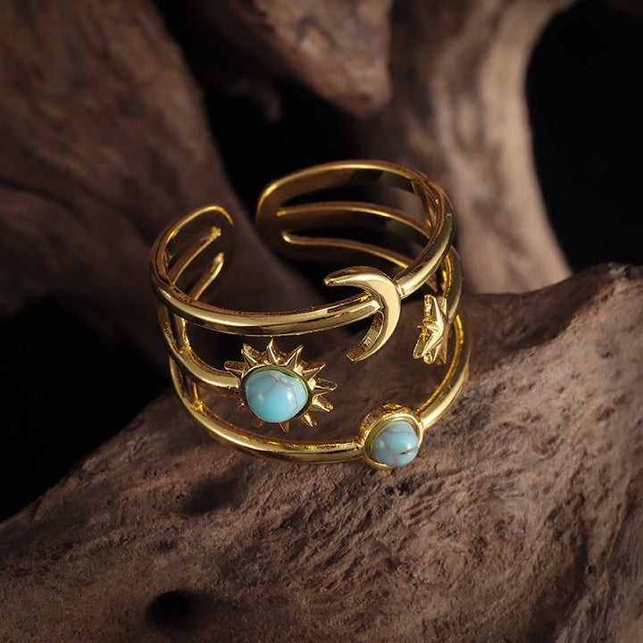 Bague Orbit turquoise Soluna | Or