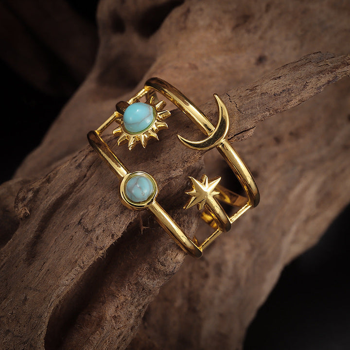 Bague Orbit turquoise Soluna | Or