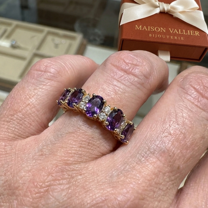 Bague Orlina couronne violette | Or rose
