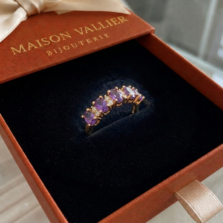 Bague Orlina couronne violette | Or rose