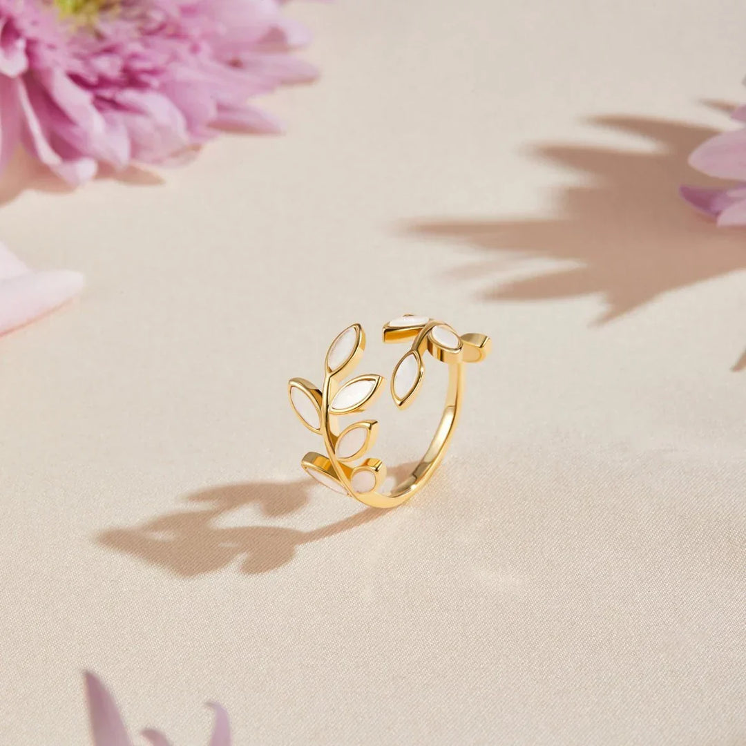 Bague ouverte feuille délicate Néraya | Or