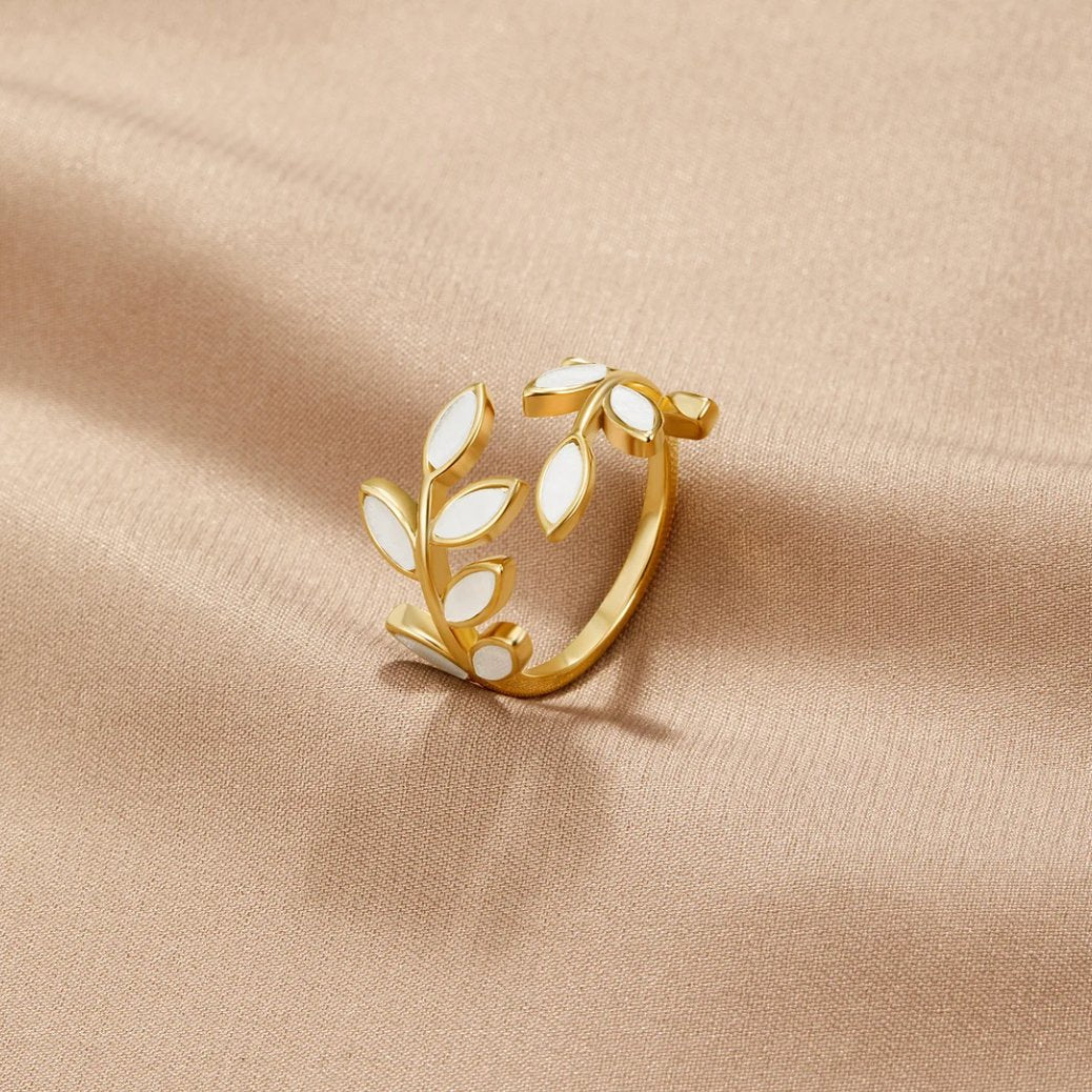 Bague ouverte feuille délicate Néraya | Or