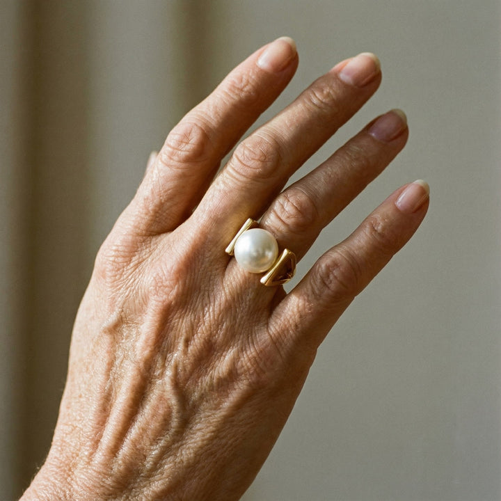 Bague rétro avec ornement de perles | Or