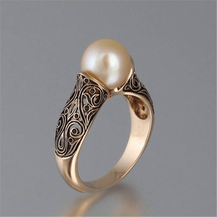Bague rétro avec perle | Or