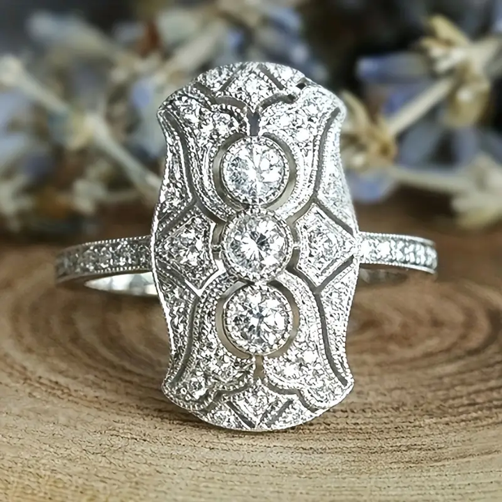 Bague rétro brillant | Argent
