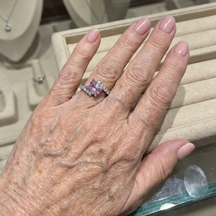 Bague Sommet en saphir rose | Or blanc