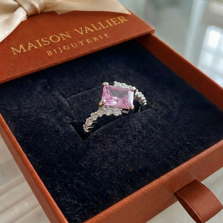 Bague Sommet en saphir rose | Or blanc
