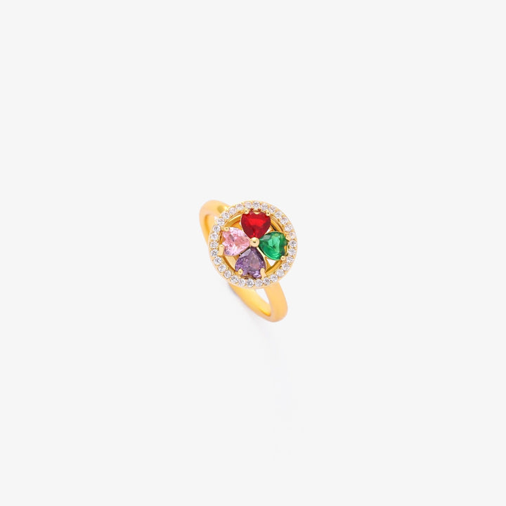 Bague tourbillon cœurs vague colorée | Or