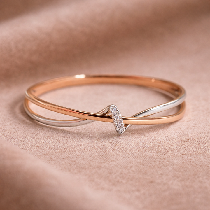 Bague tressée et argent | Or rose