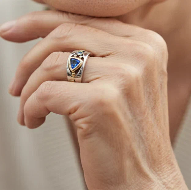 Bague vintage bleue | Or