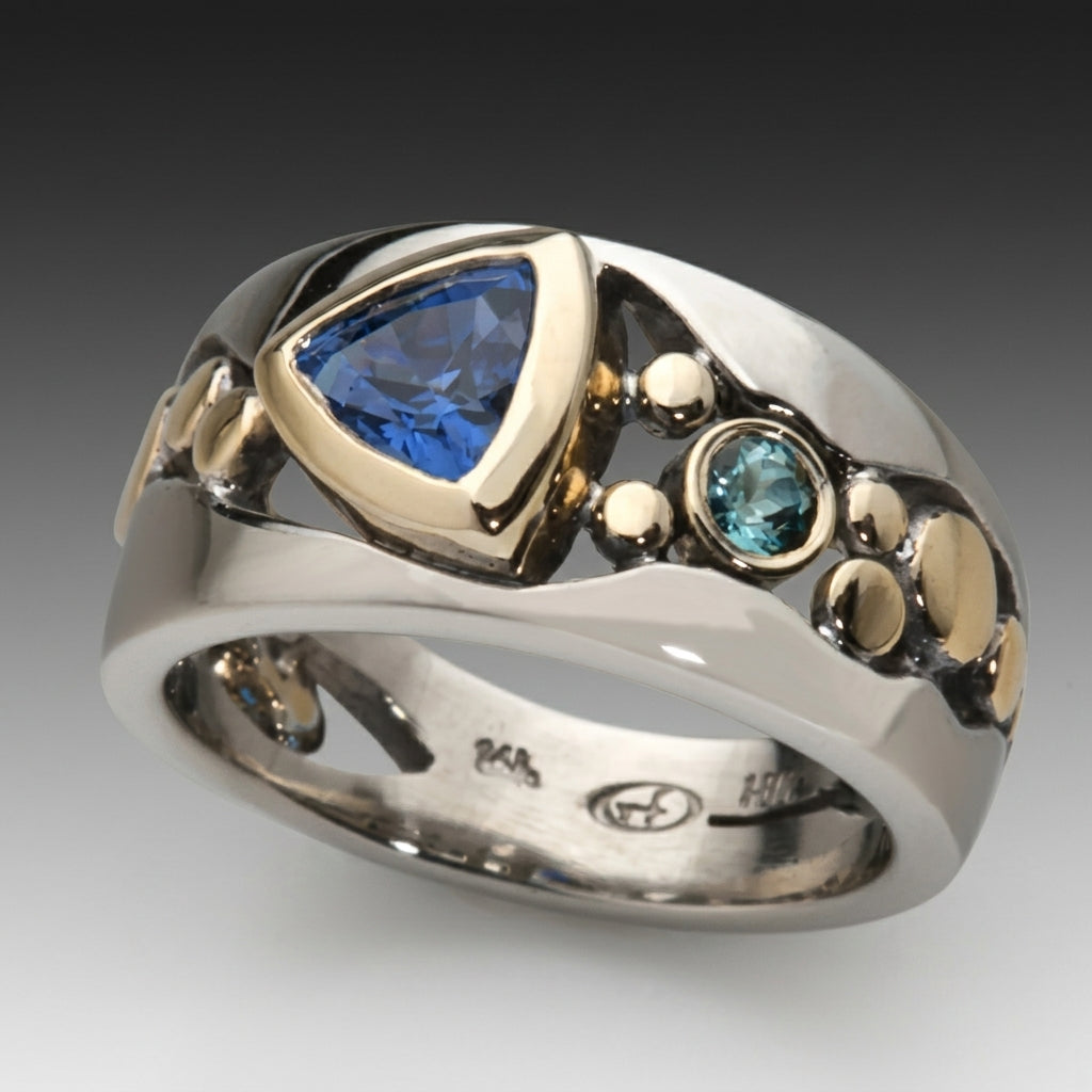 Bague vintage bleue | Or