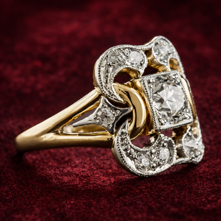 Bague vintage avec zircon | Or
