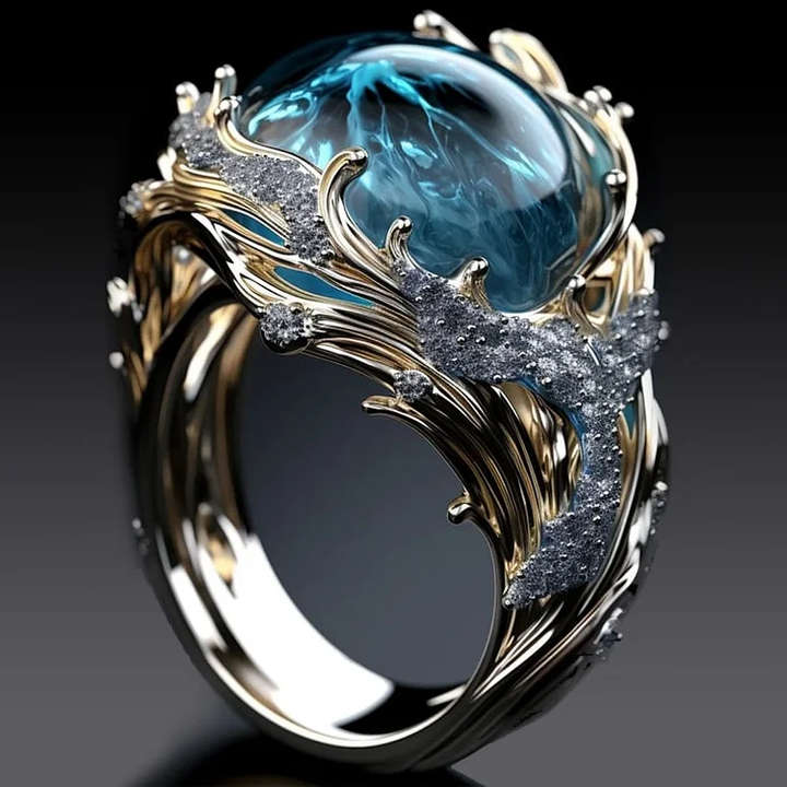 Bague vintage océan en cristal | Or